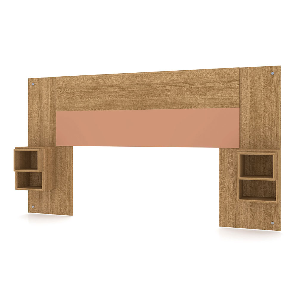Cabeceira Painel Casal Regulável com Mesas de Apoio Luxo Nature/Camarim - Pallazio