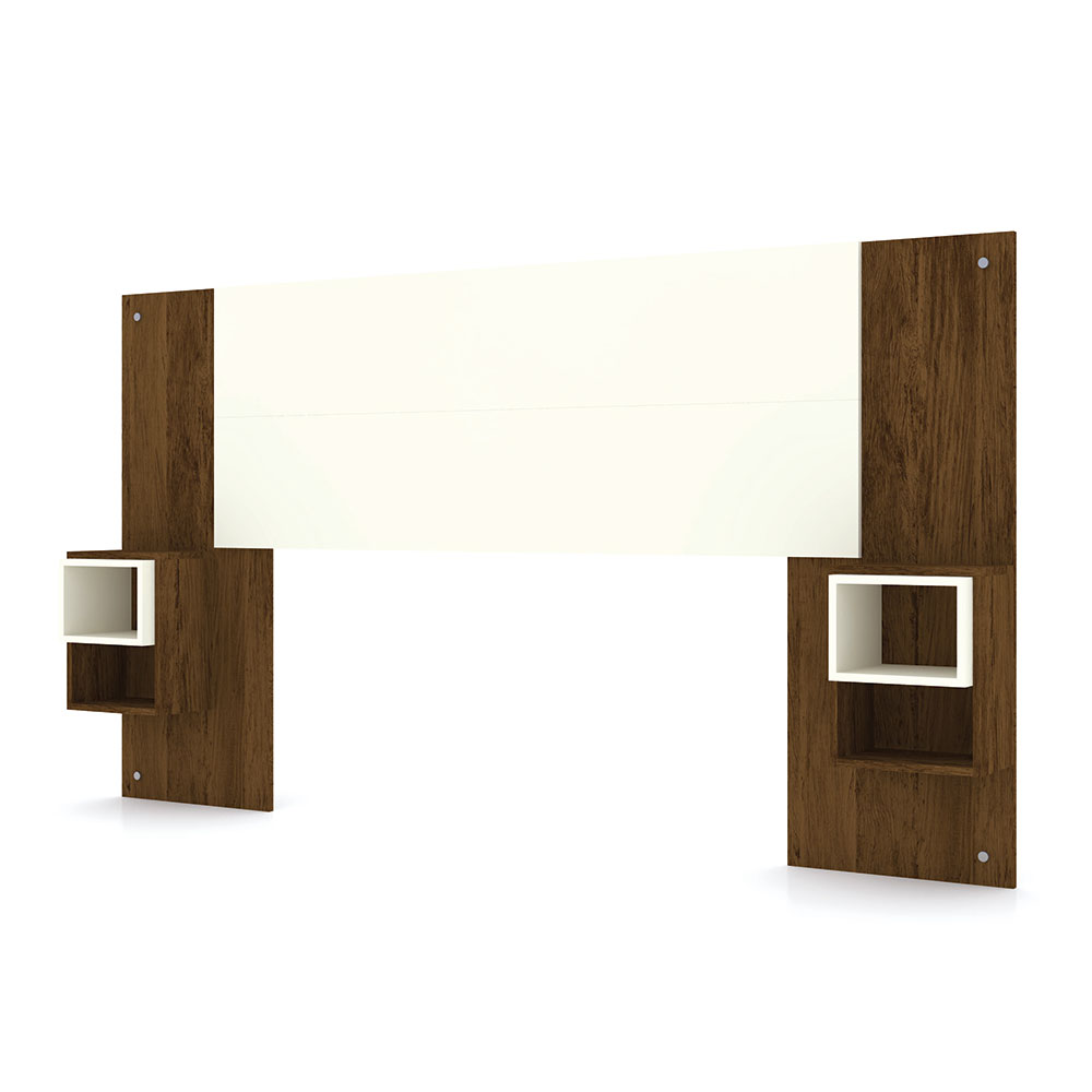 Cabeceira Painel Casal Regulável com Mesas de Apoio Luxo Nature/Champanhe - Pallazio