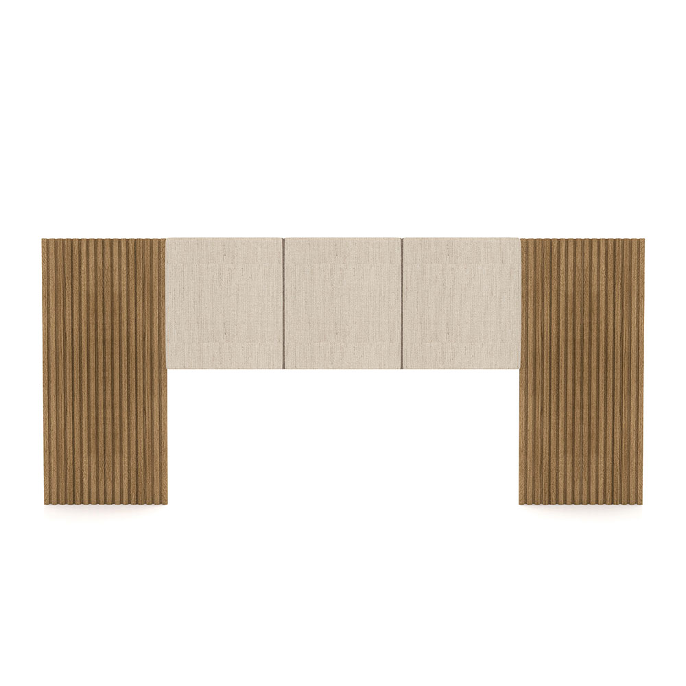 Cabeceira Painel Casal Ripado Nature e Linho Bege Sevilha 273 cm - Pallazio