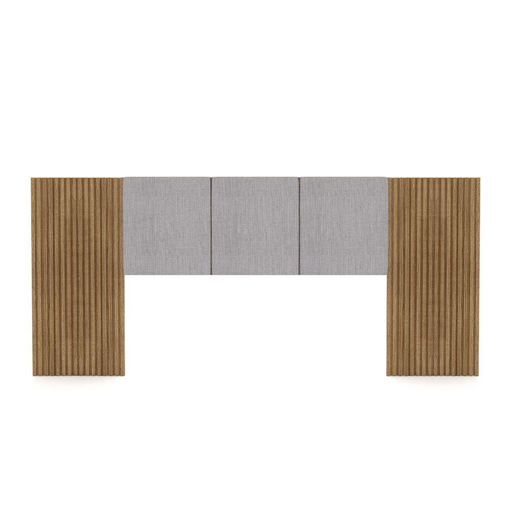 Cabeceira Painel Casal Ripado Nature e Linho Cinza Sevilha 273 cm - Pallazio