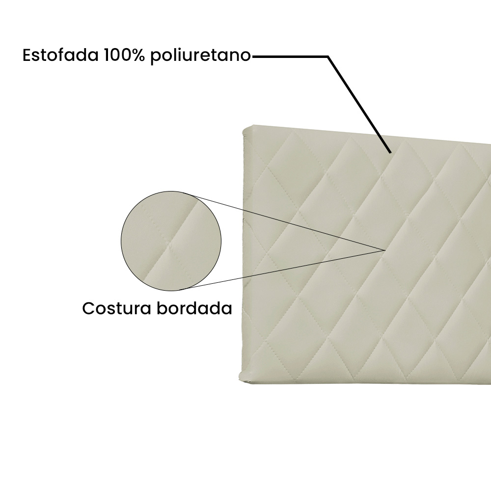 Cabeceira Painel King 1,95m Esmeralda Corano Marfim - Pallazio