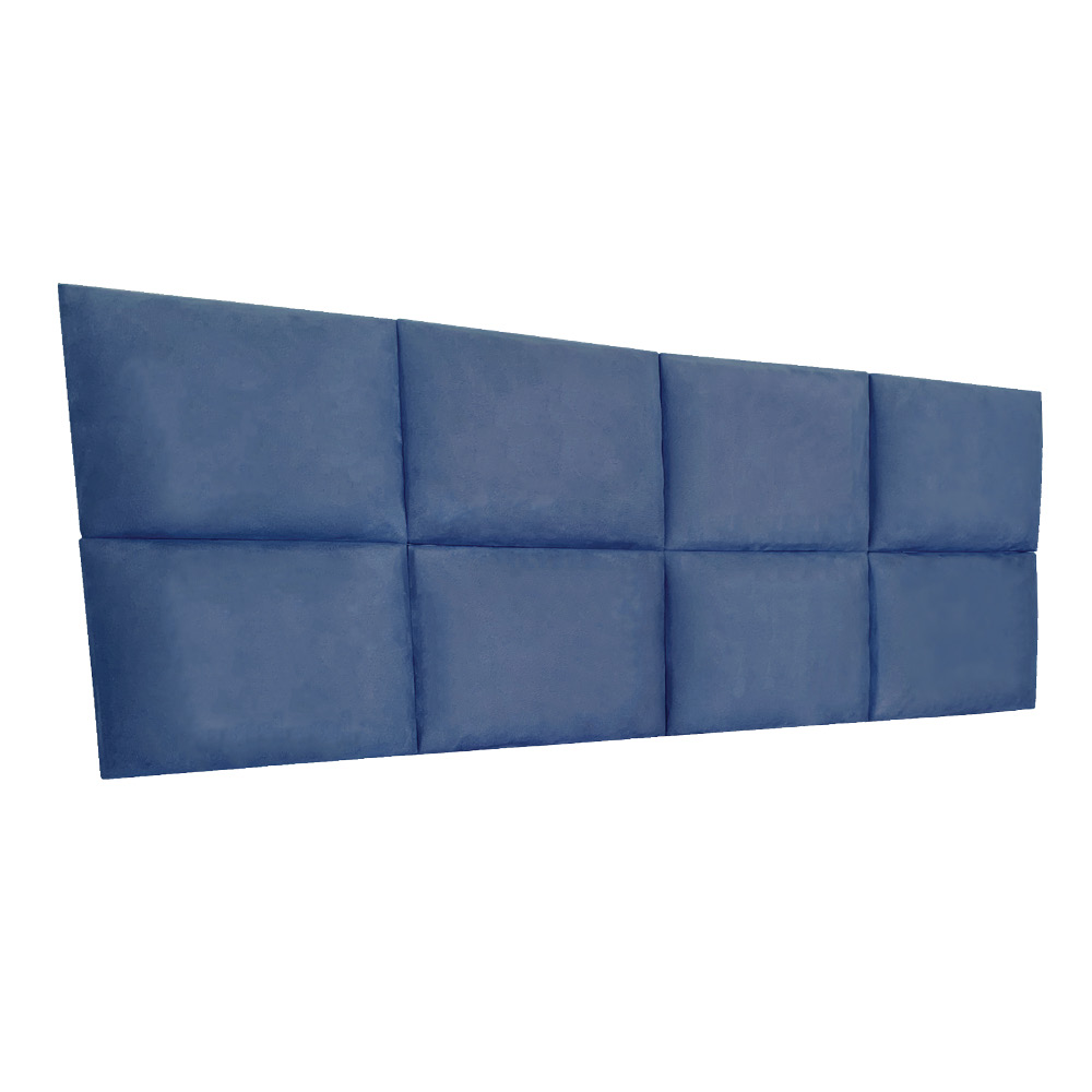 Cabeceira Painel Modulada Casal 1,40m Lorena Suede Azul Marinho - Pallazio