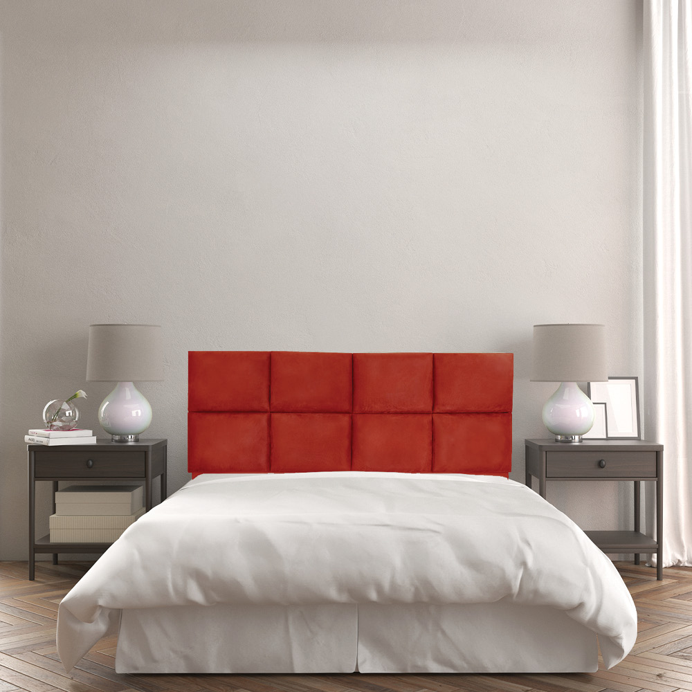 Cabeceira Painel Modulada Solteiro 0,90m Lorena Suede Vermelho - Pallazio