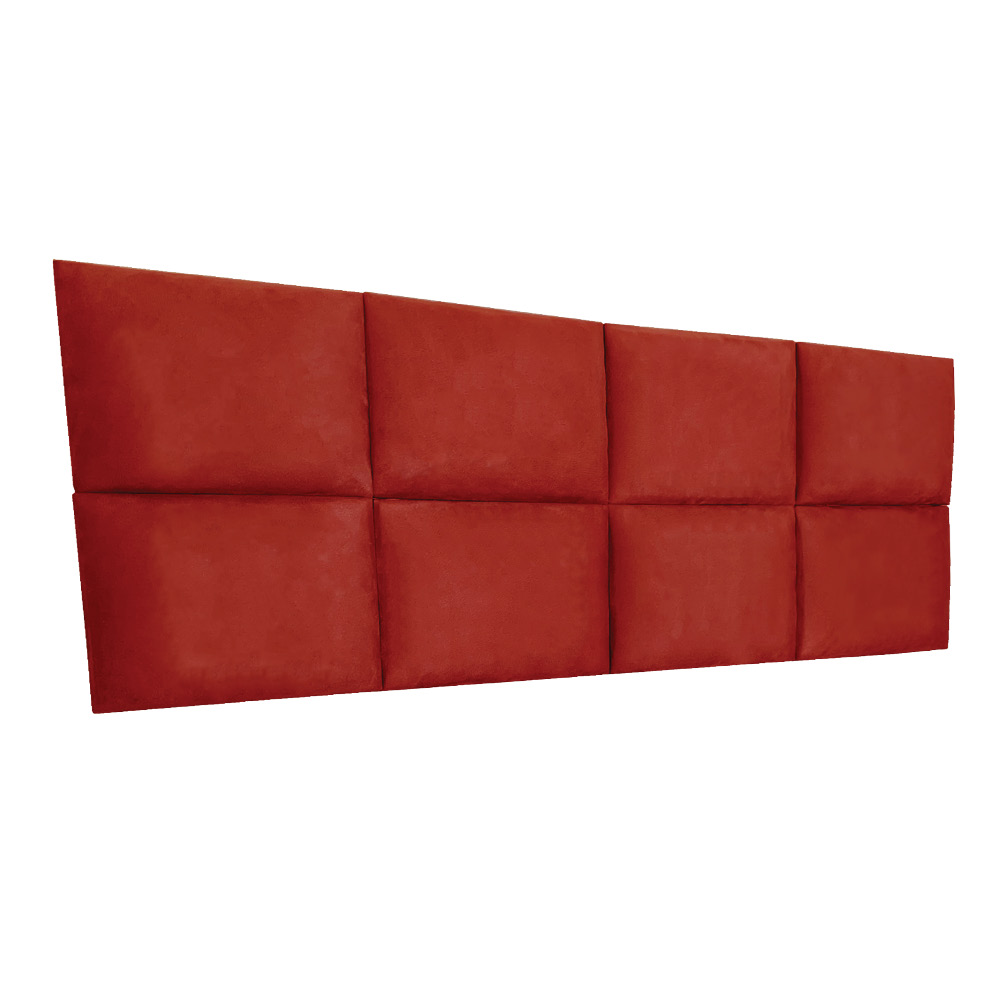 Cabeceira Painel Modulada Solteiro 0,90m Lorena Suede Vermelho - Pallazio