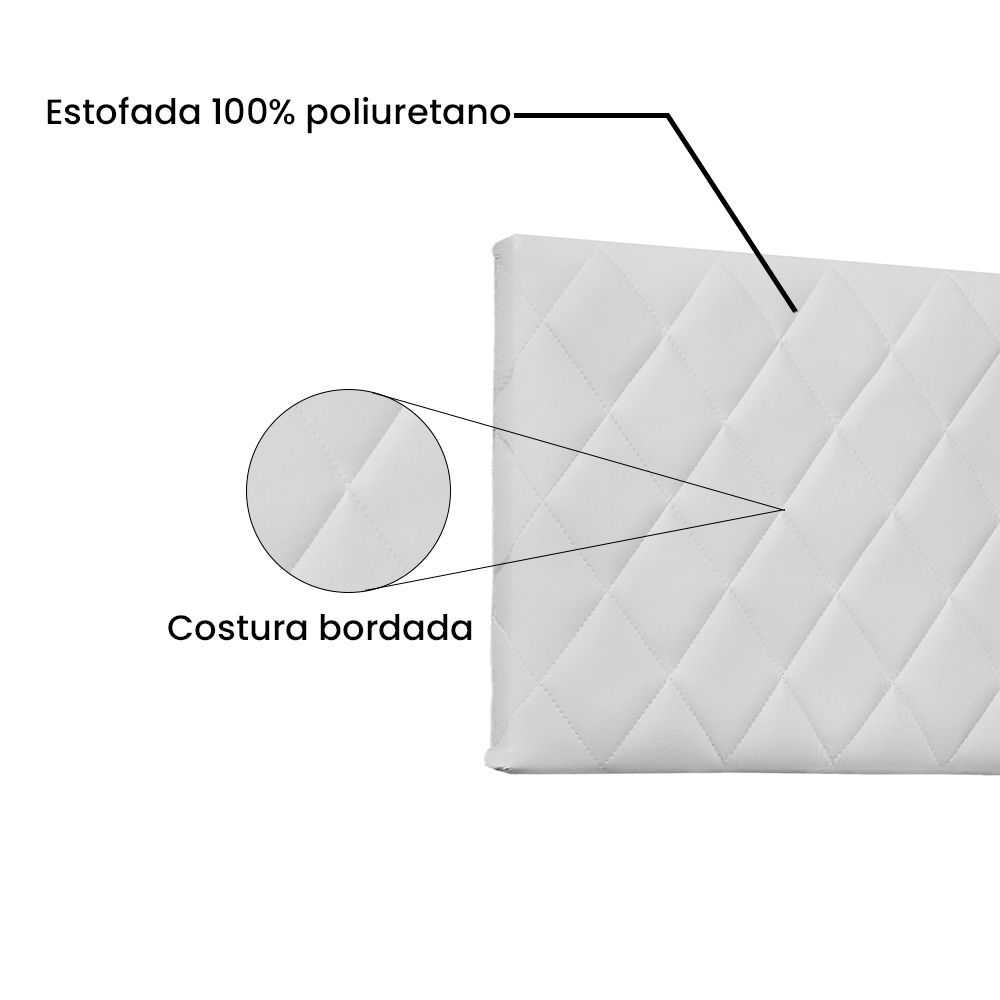 Cabeceira Painel Queen 1,60m Esmeralda Corano Branco - Pallazio
