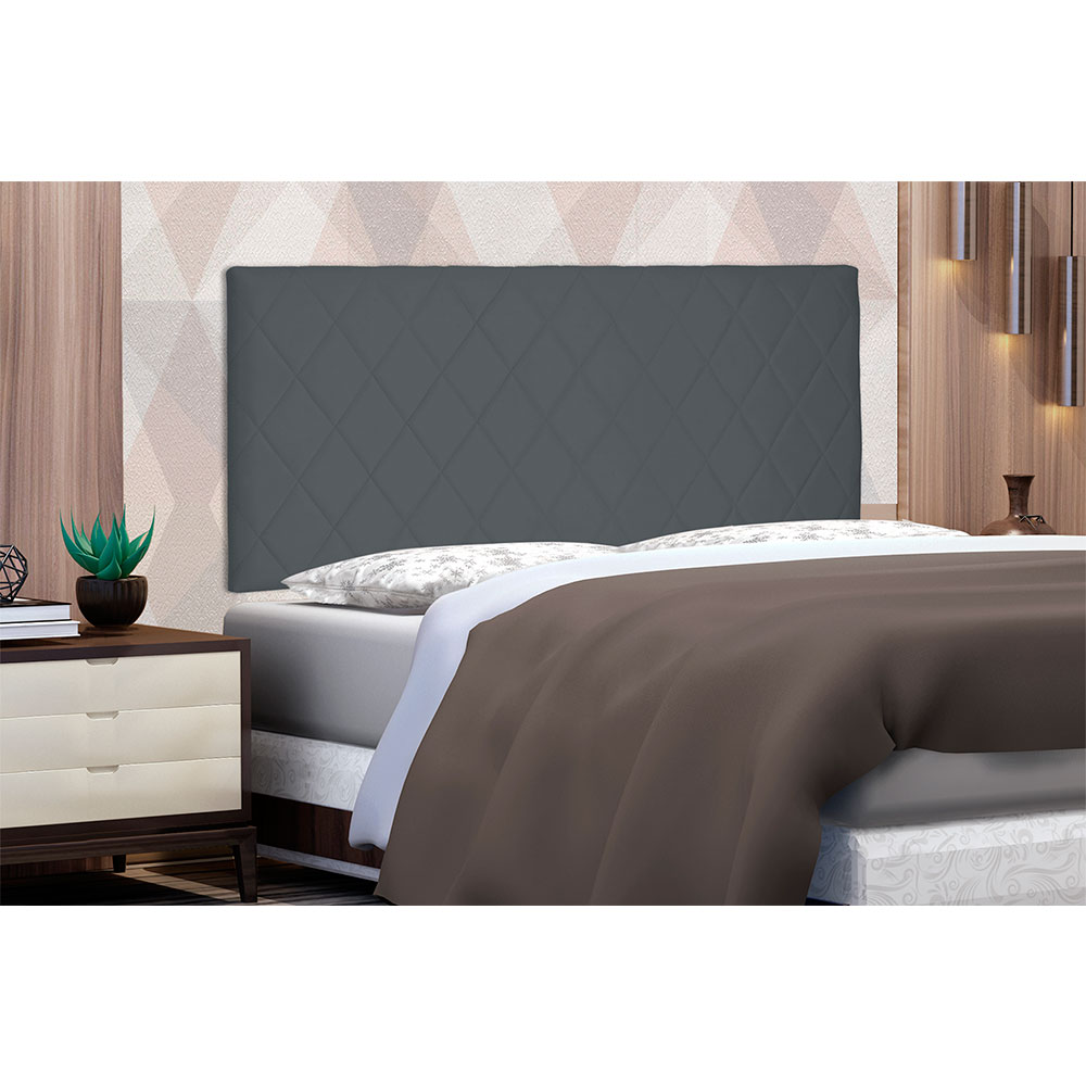 Cabeceira Painel Queen 1,60m Esmeralda Suede Cinza - Pallazio