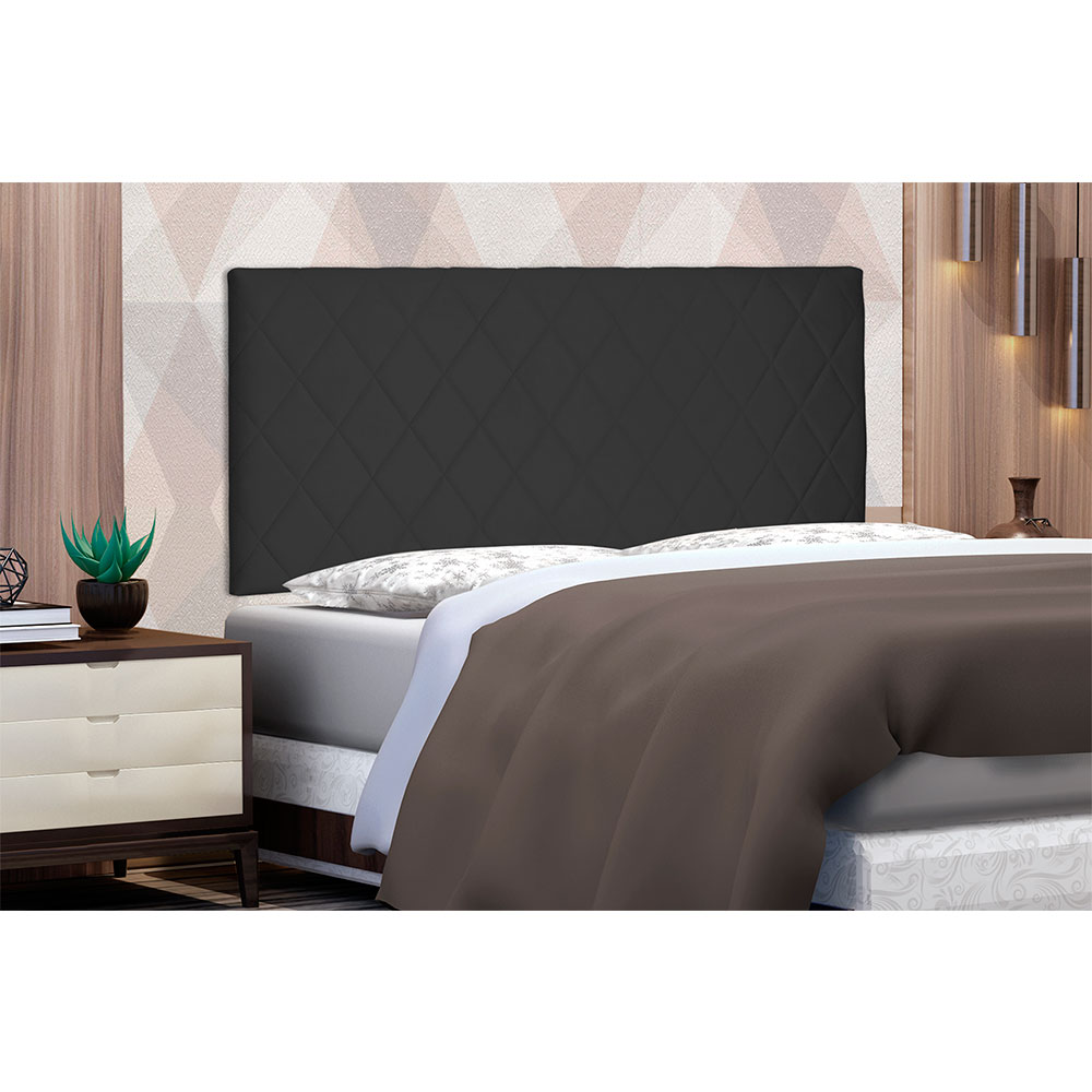 Cabeceira Painel Queen 1,60m Esmeralda Suede Preto - Pallazio