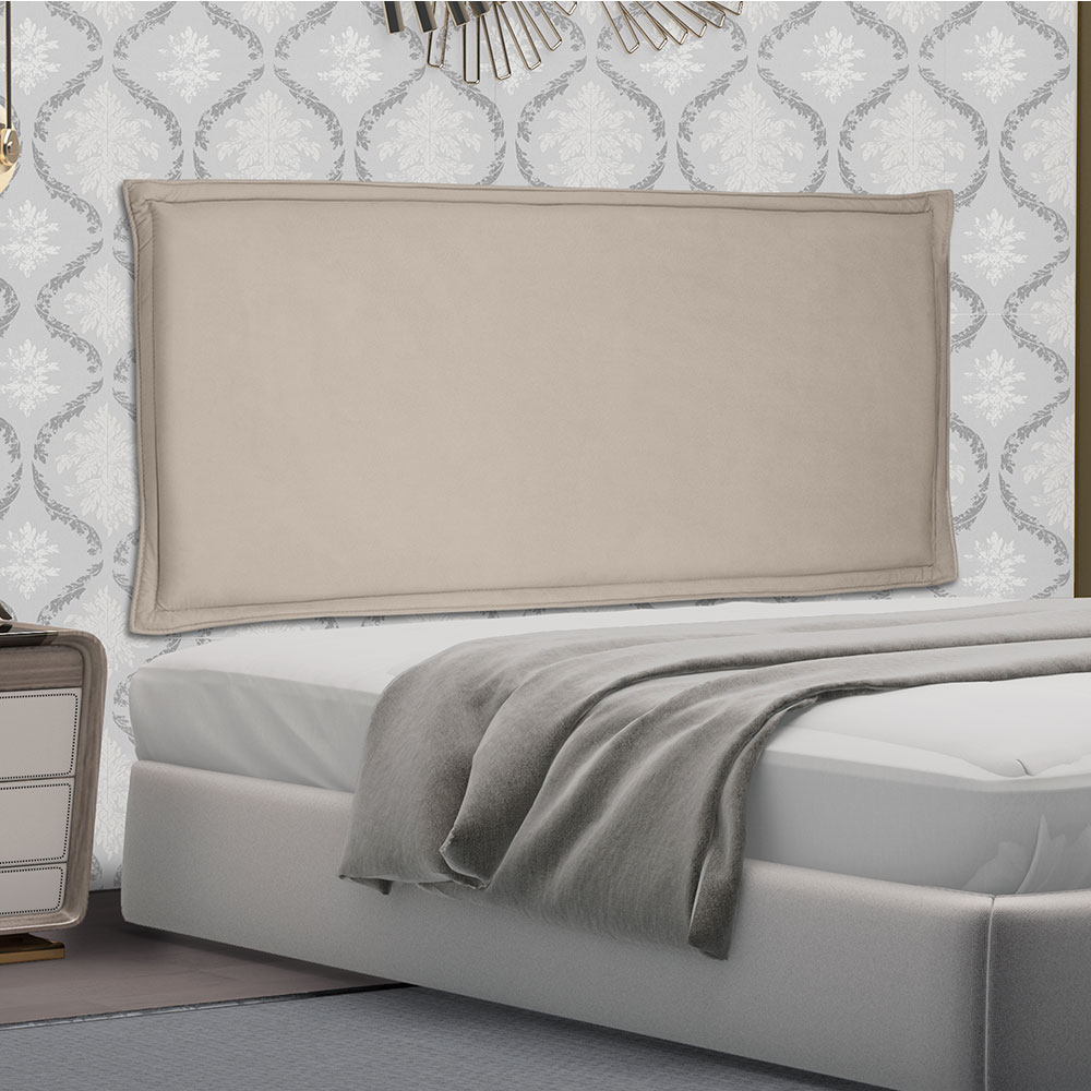 Cabeceira Painel Queen 1,60m Veneza Suede Bege - Pallazio