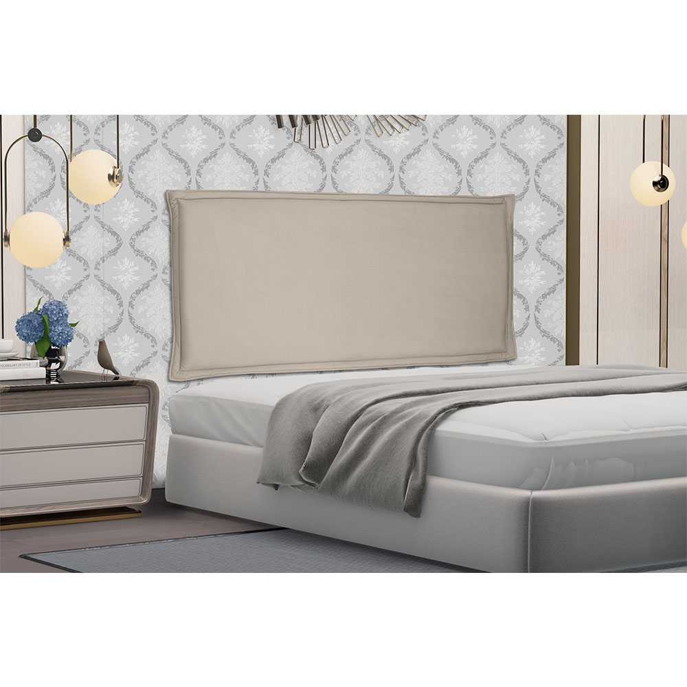 Cabeceira Painel Queen 1,60m Veneza Suede Bege - Pallazio