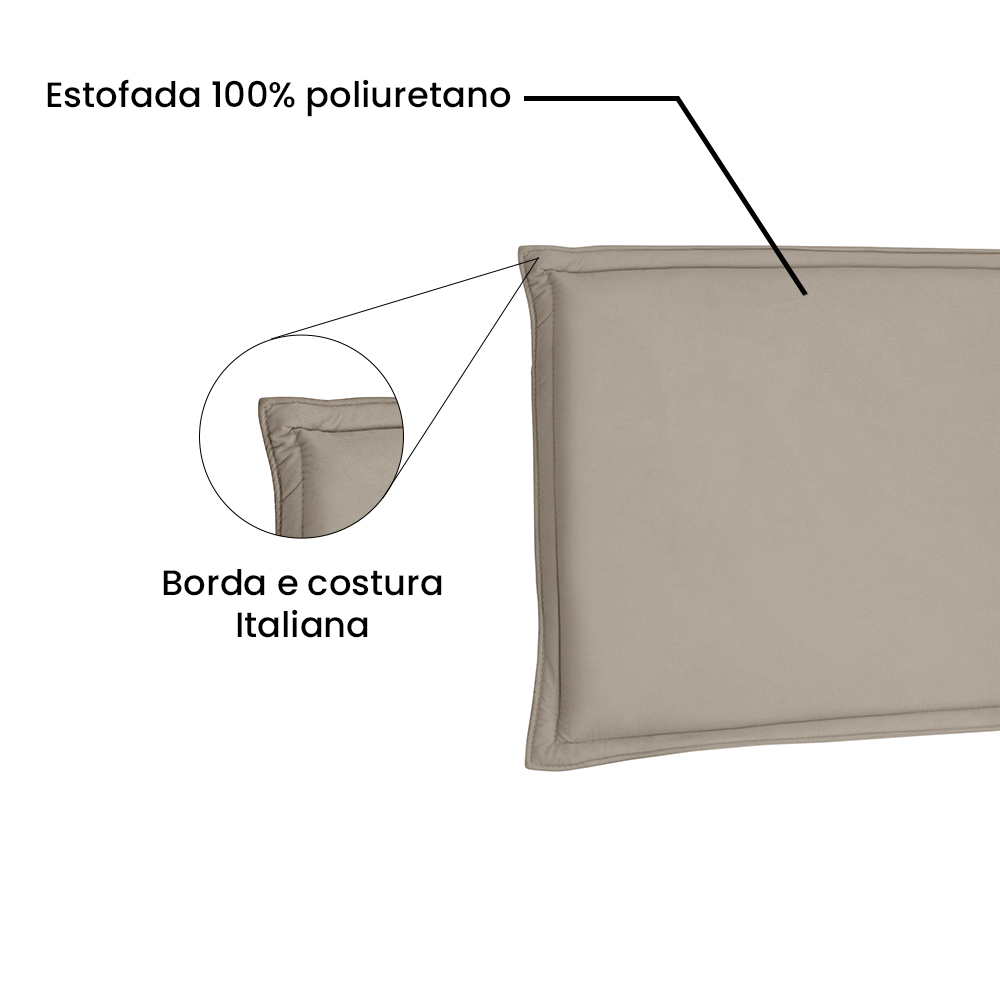 Cabeceira Painel Queen 1,60m Veneza Suede Bege - Pallazio