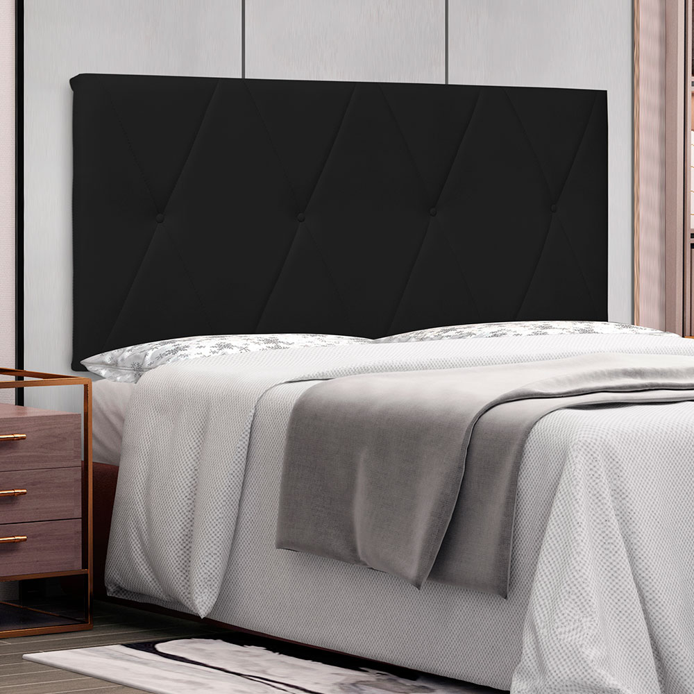Cabeceira Painel Solteiro 0,90m Aquilla Corano Preto - Pallazio