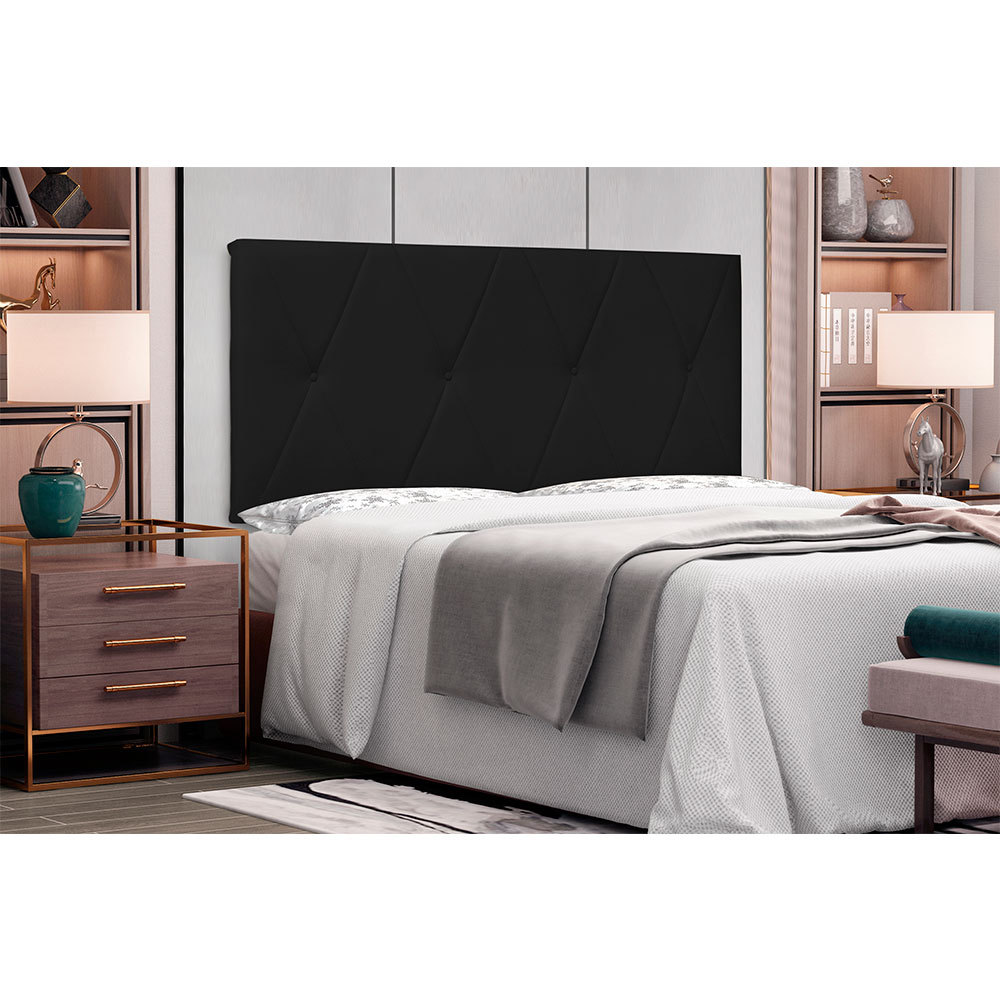 Cabeceira Painel Solteiro 0,90m Aquilla Corano Preto - Pallazio
