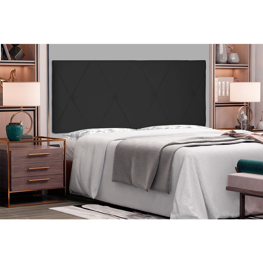Cabeceira Painel Solteiro 0,90m Aquilla Suede Preto - Pallazio