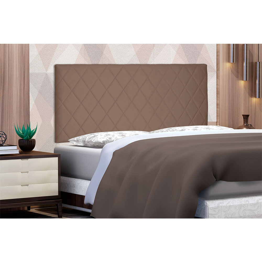 Cabeceira Painel Solteiro 0,90m Esmeralda Suede Caramelo - Pallazio