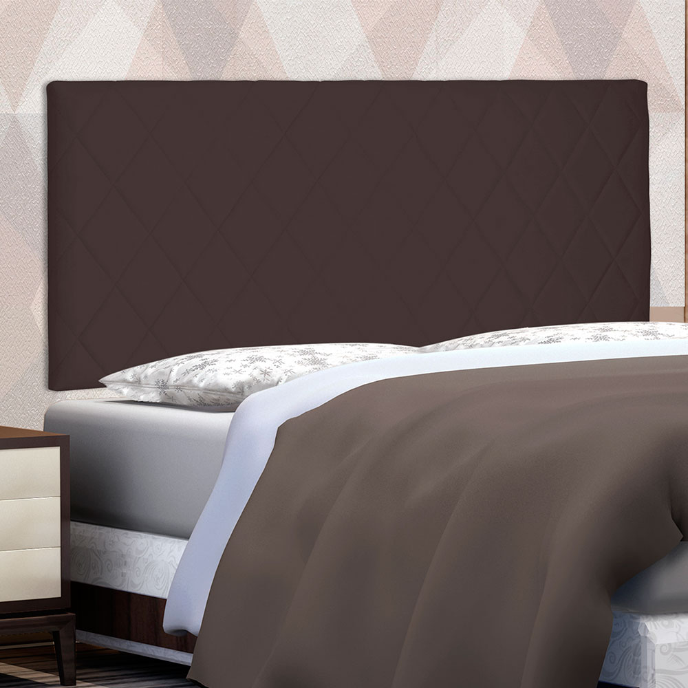 Cabeceira Painel Solteiro 0,90m Esmeralda Suede Marrom Café - Pallazio
