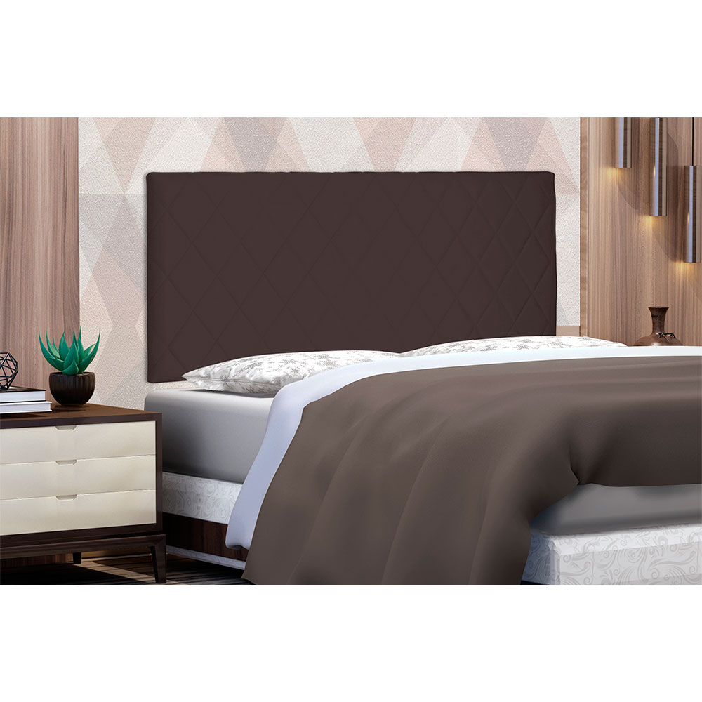 Cabeceira Painel Solteiro 0,90m Esmeralda Suede Marrom Café - Pallazio