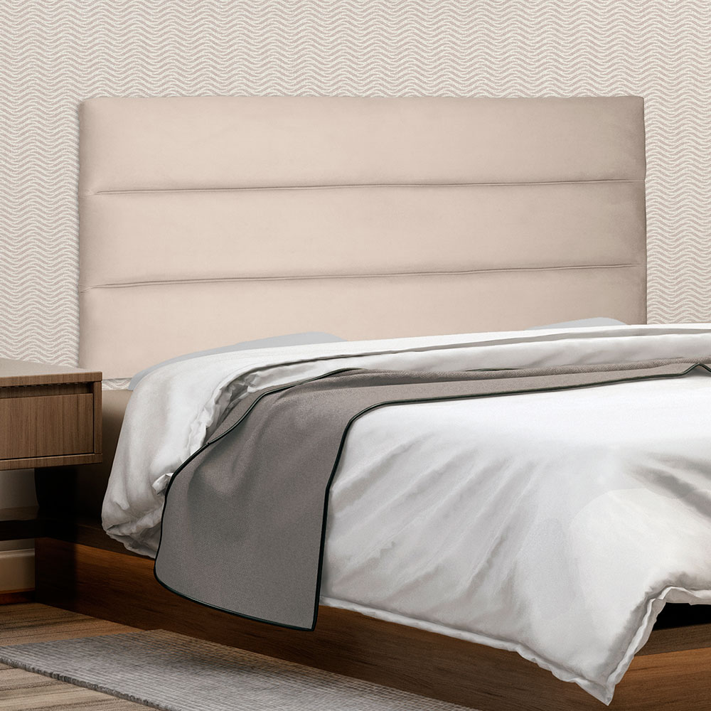 Cabeceira Painel Solteiro 0,90m La Italiana Suede Bege - Pallazio
