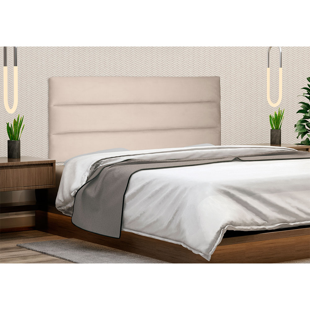 Cabeceira Painel Solteiro 0,90m La Italiana Suede Bege - Pallazio