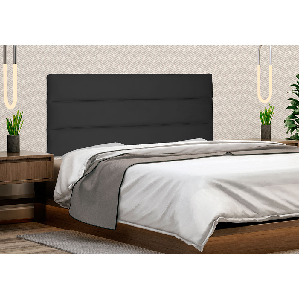 Cabeceira Painel Solteiro 0,90m La Italiana Suede Preto - Pallazio