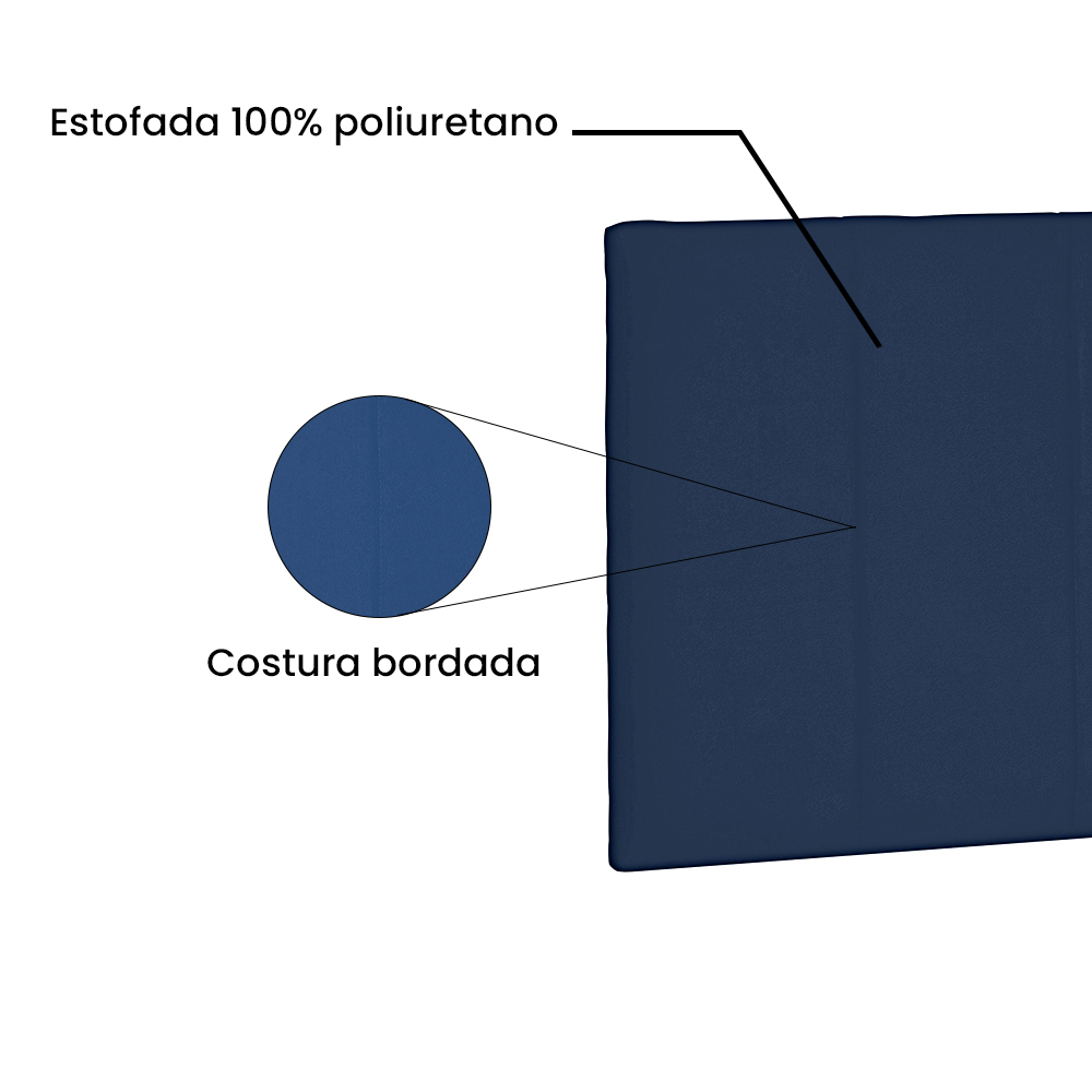 Cabeceira Painel Solteiro 0,90m Ravenna Suede Azul Marinho - Pallazio