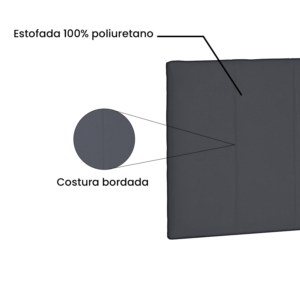 Cabeceira Painel Solteiro 0,90m Ravenna Suede Cinza - Pallazio