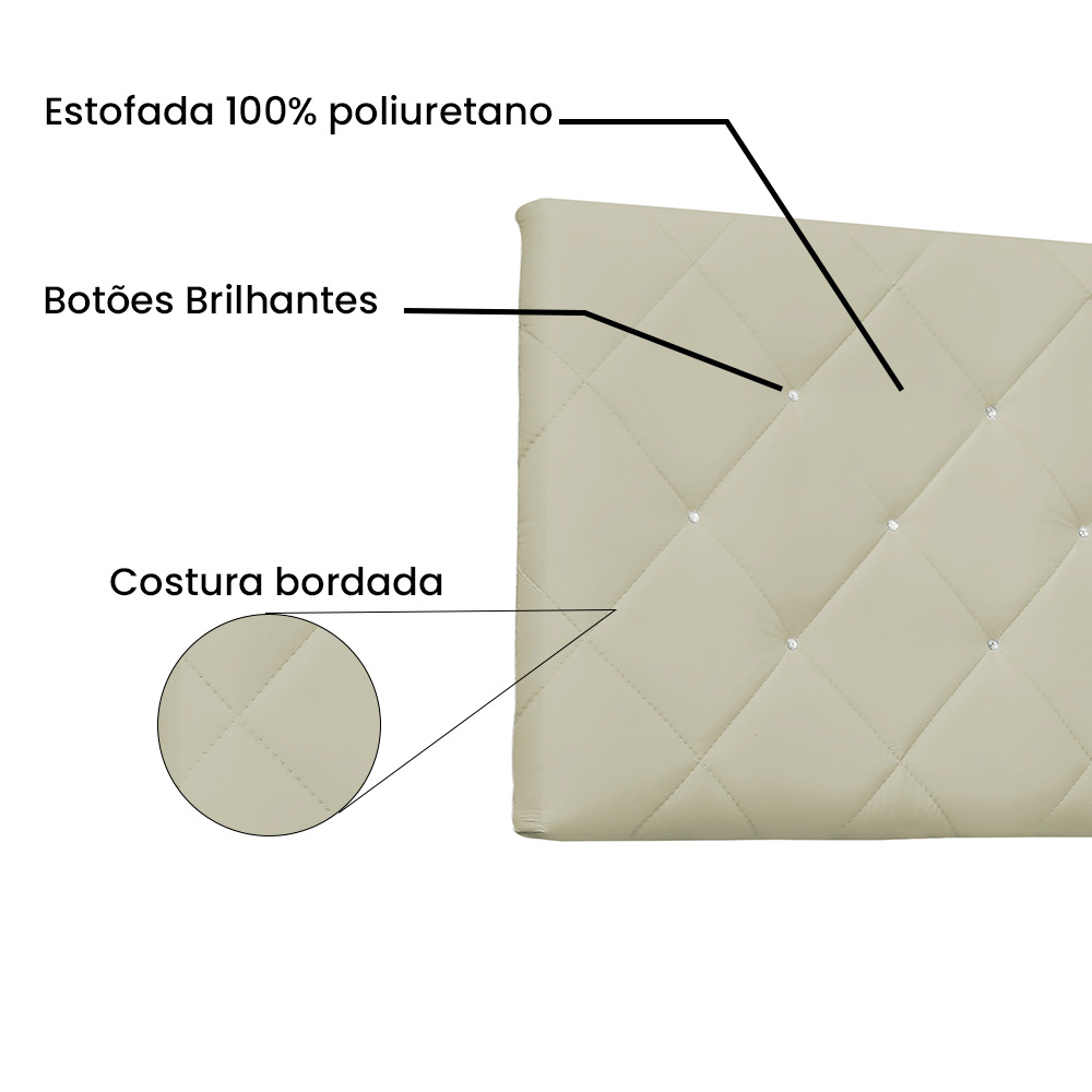 Cabeceira Painel Solteiro 0,90m Tânia Corano Marfim - Pallazio