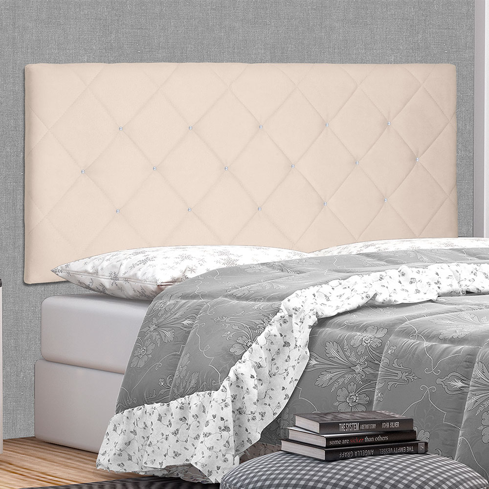 Cabeceira Painel Solteiro 0,90m Tânia Suede Bege - Pallazio