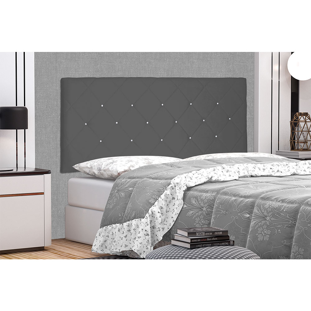 Cabeceira Painel Solteiro 0,90m Tânia Suede Cinza - Pallazio