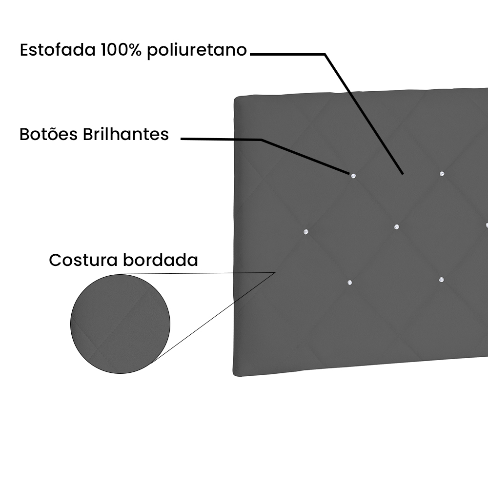 Cabeceira Painel Solteiro 0,90m Tânia Suede Cinza - Pallazio