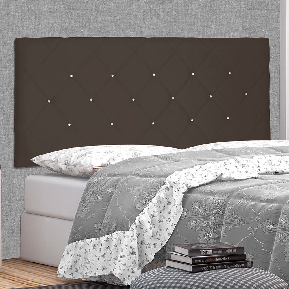 Cabeceira Painel Solteiro 0,90m Tânia Suede Marrom Café - Pallazio