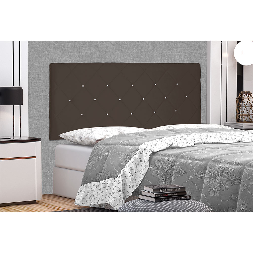 Cabeceira Painel Solteiro 0,90m Tânia Suede Marrom Café - Pallazio