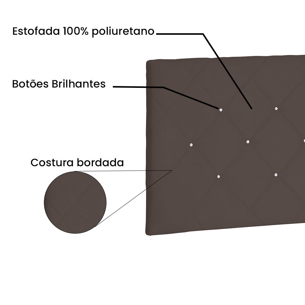 Cabeceira Painel Solteiro 0,90m Tânia Suede Marrom Café - Pallazio
