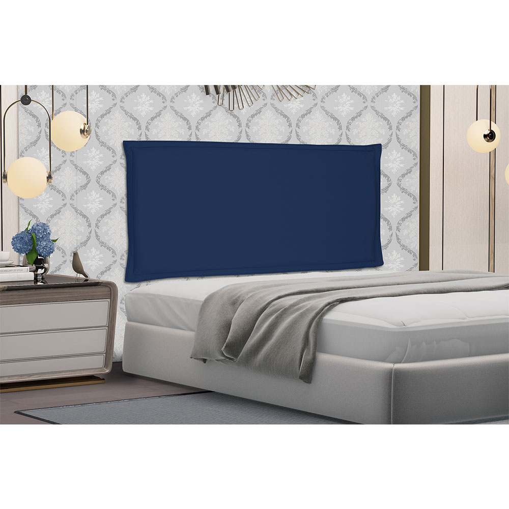 Cabeceira Painel Solteiro 0,90m Veneza Suede Azul Marinho - Pallazio