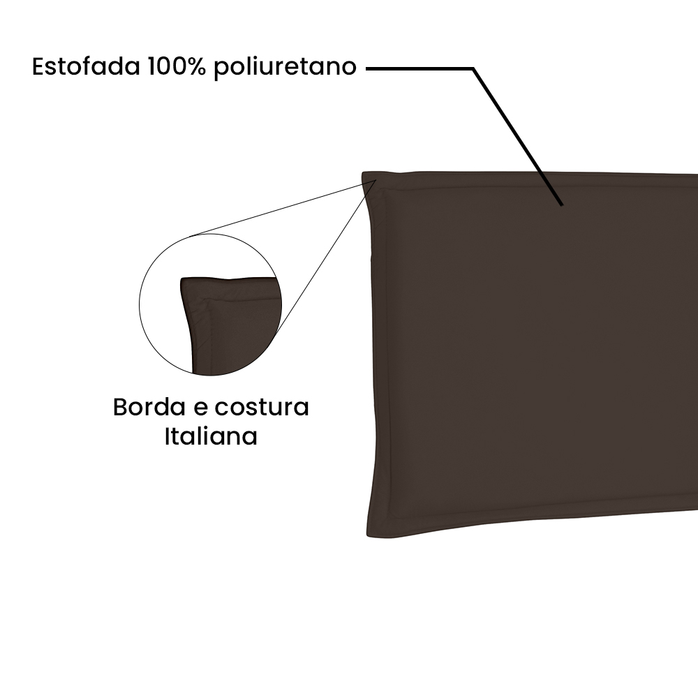 Cabeceira Painel Solteiro 0,90m Veneza Suede Marrom Café - Pallazio