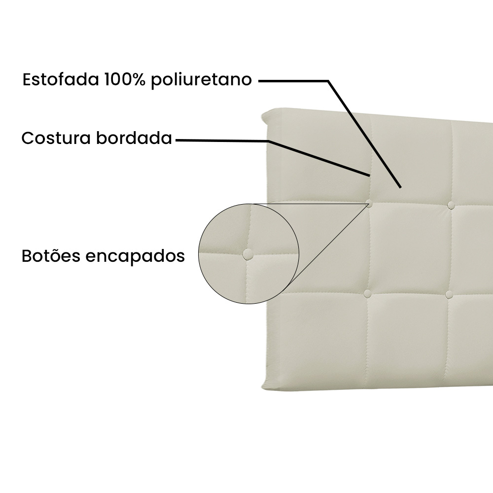 Cabeceira Painel Solteiro 0,90m Verona Corano Marfim - Pallazio