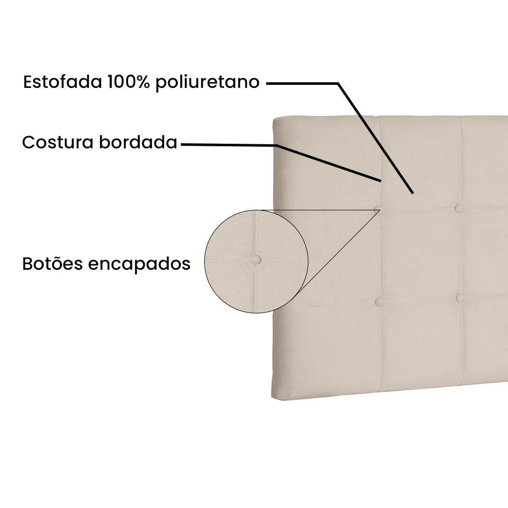 Cabeceira Painel Solteiro 0,90m Verona Suede Bege - Pallazio