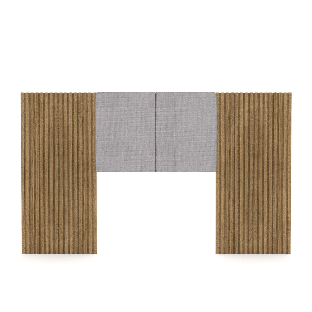 Cabeceira Painel Solteiro Ripado Nature e Linho Cinza Sevilha 203 cm - Pallazio