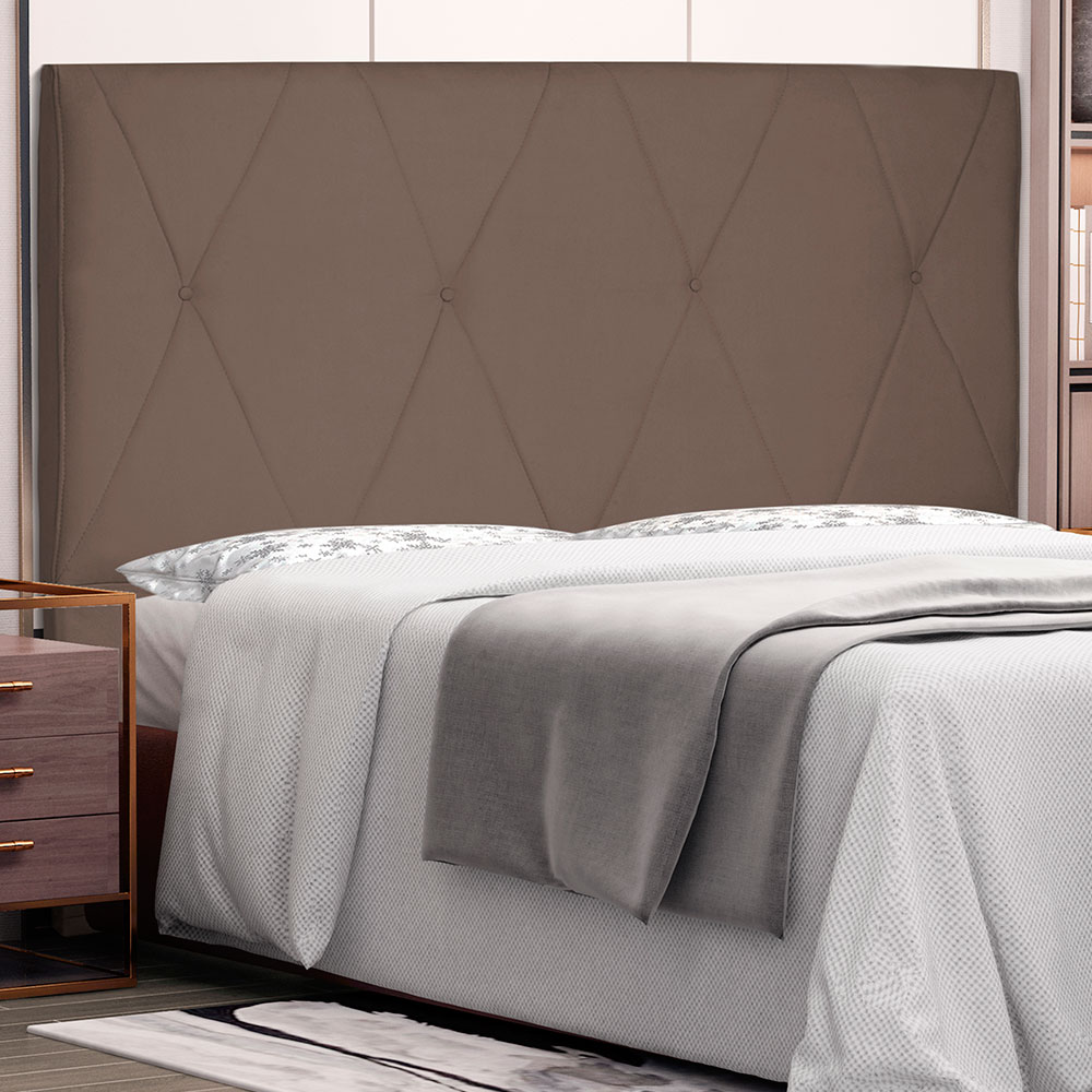 Cabeceira Queen 1,60m Aquilla Suede Caramelo - Pallazio