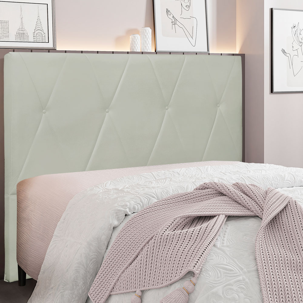 Cabeceira Queen 1,60m Aquilla Veludo Cinza Prata - Pallazio