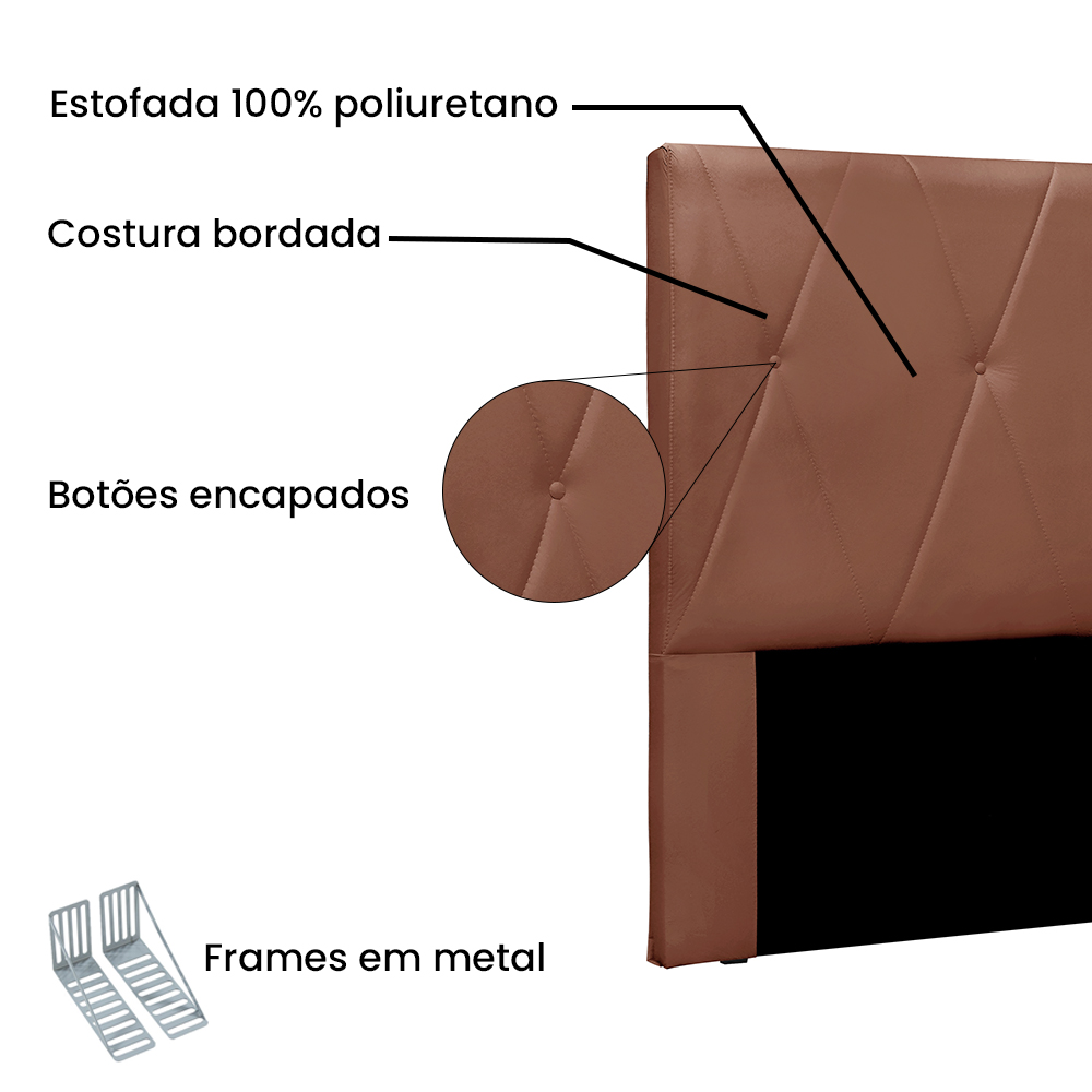 Cabeceira Queen 1,60m Aquilla Veludo Cobre - Pallazio