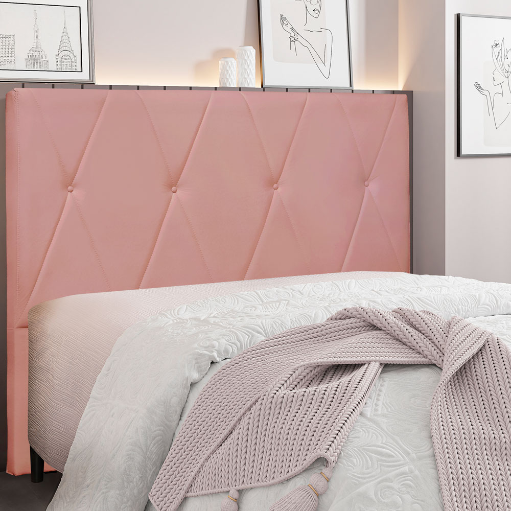 Cabeceira Queen 1,60m Aquilla Veludo Rosa - Pallazio