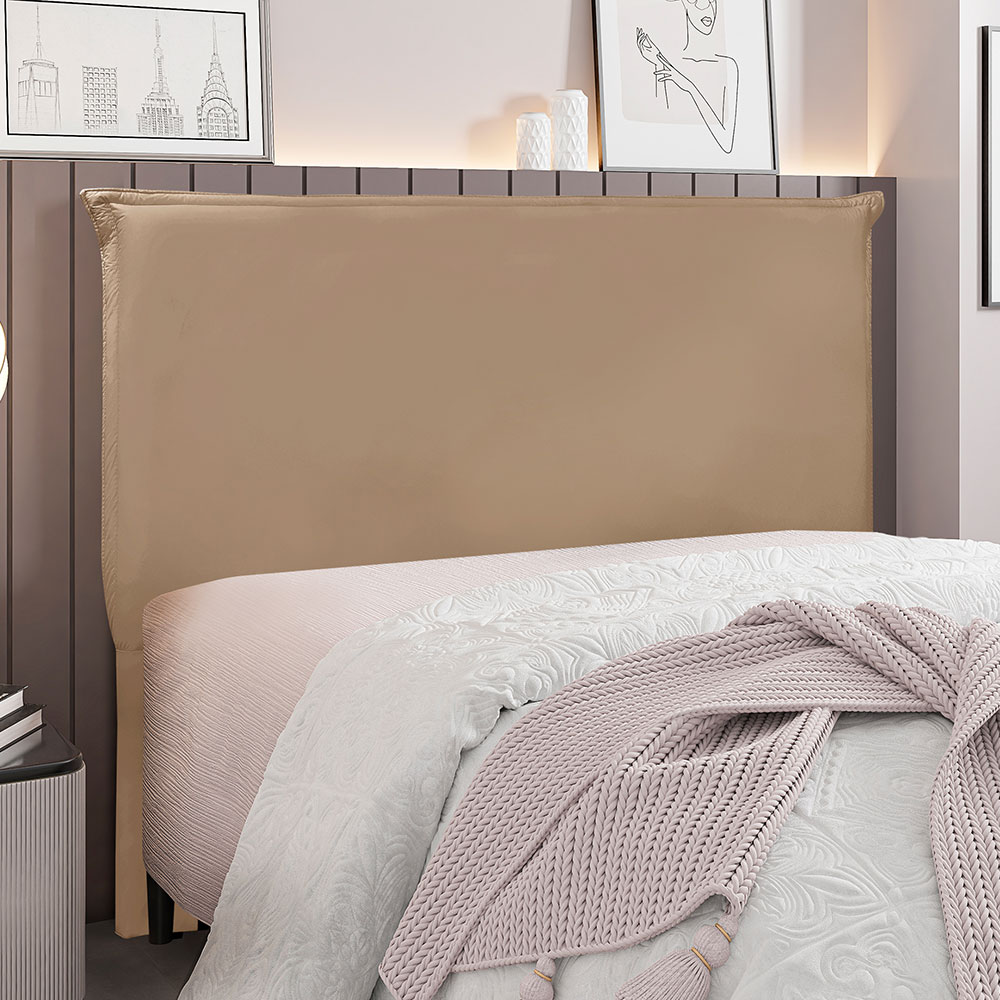 Cabeceira Queen 1,60m Barcelona Suede Bege - Pallazio