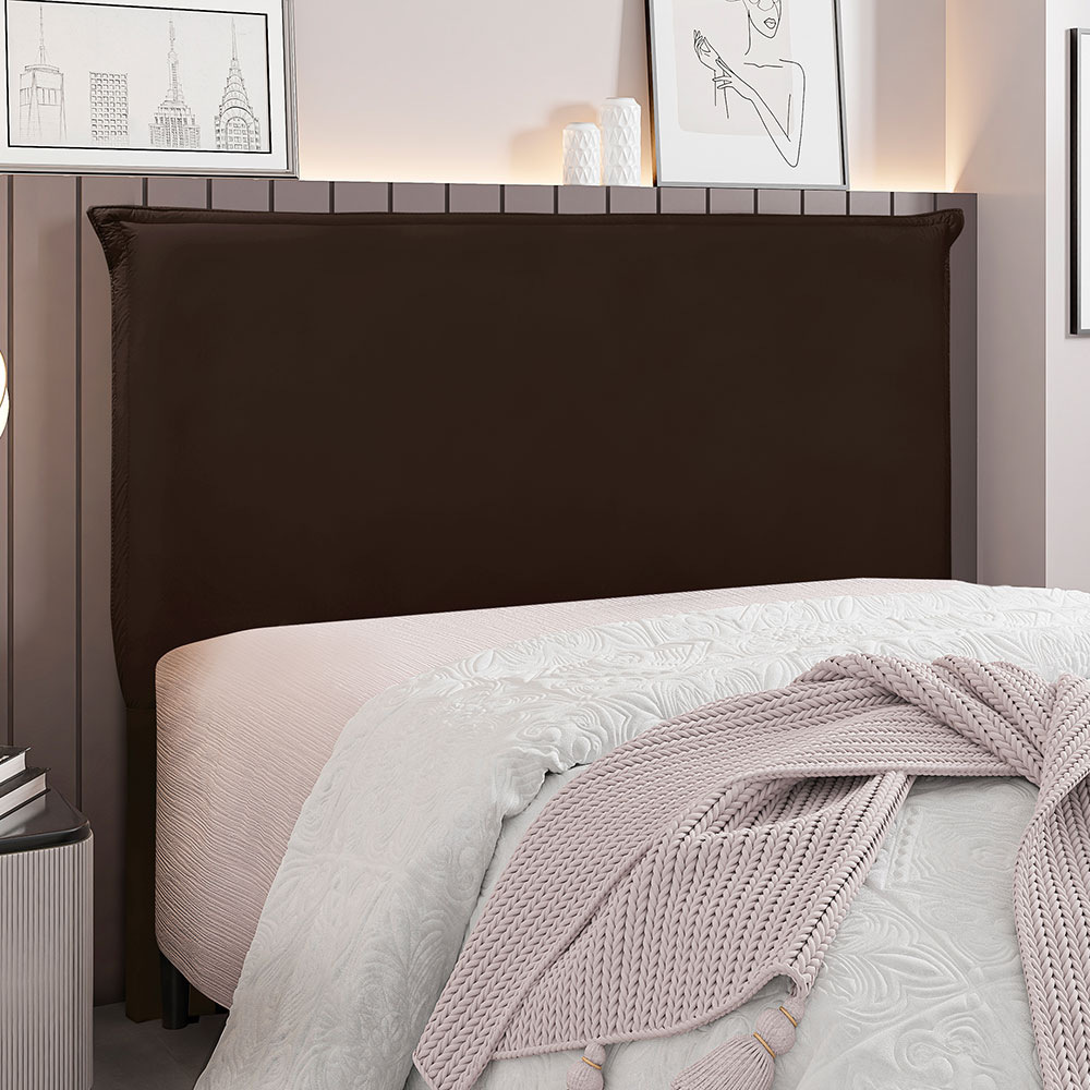 Cabeceira Queen 1,60m Barcelona Suede Marrom - Pallazio