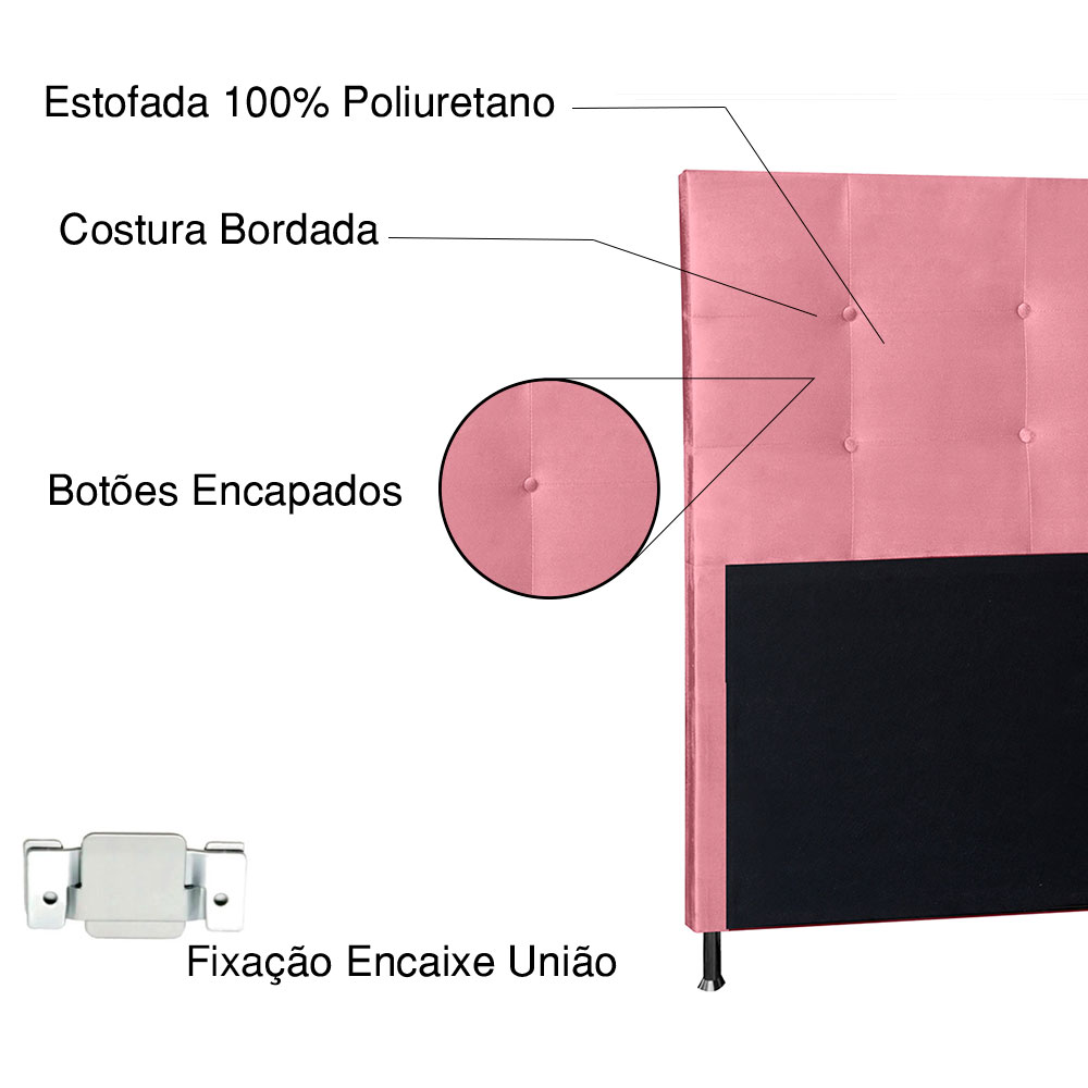 Cabeceira Queen 1,60m Berlim Suede Rosa - Pallazio