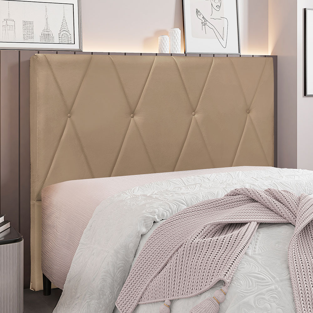 Cabeceira Queen 1,60m Ávila Suede Bege - Pallazio