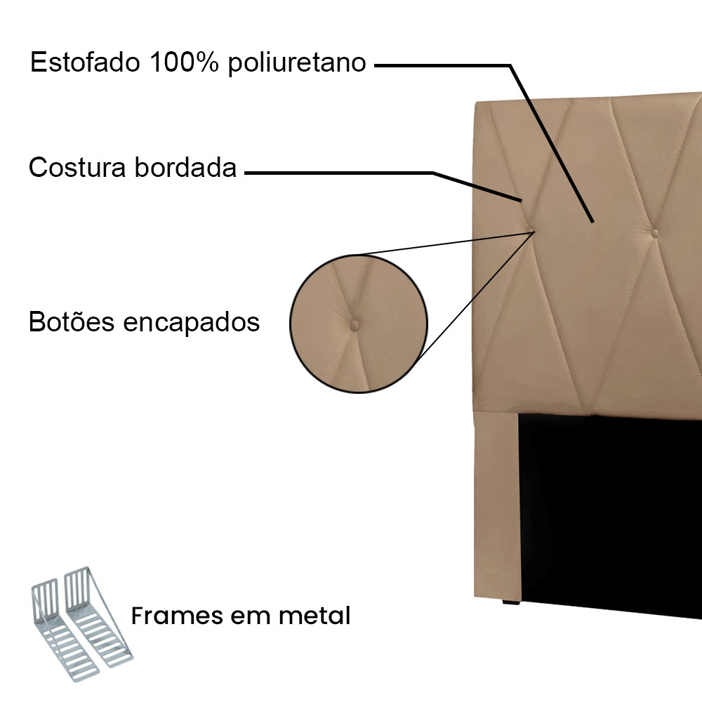 Cabeceira Queen 1,60m Ávila Suede Bege - Pallazio
