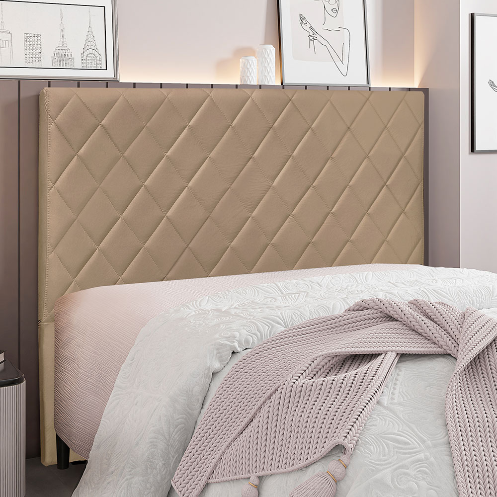 Cabeceira Queen 1,60m Córdoba Suede Bege - Pallazio