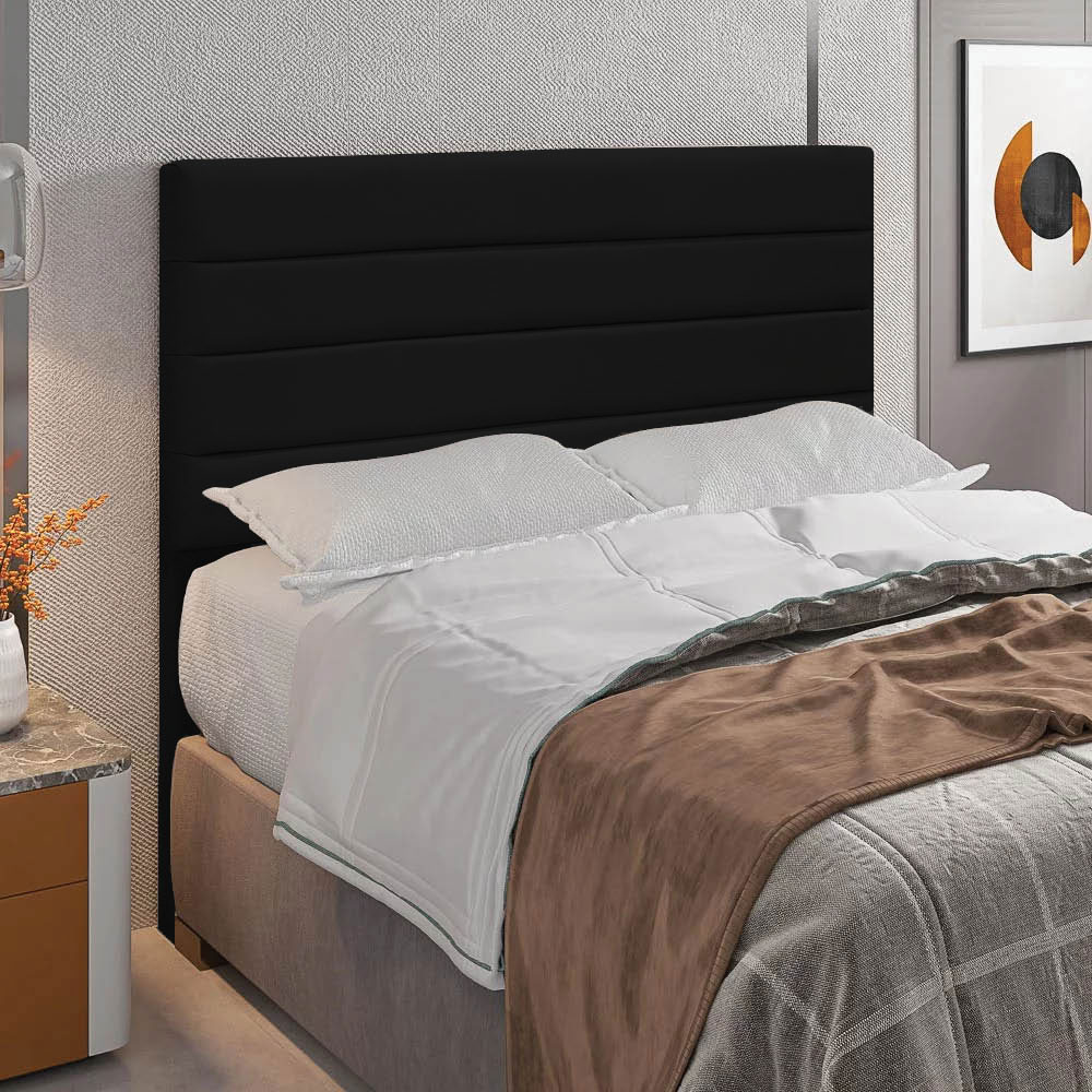 Cabeceira Queen 1,60m Friburgo Suede Preto - Pallazio