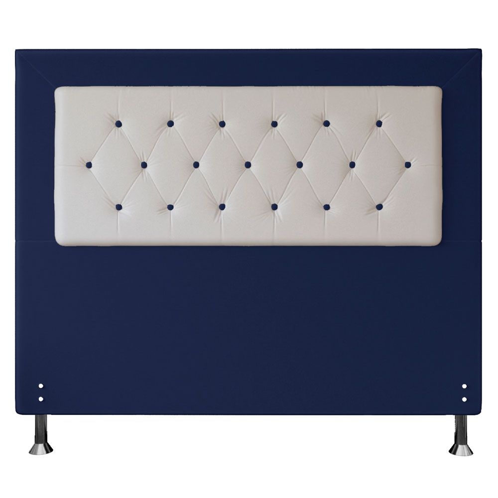 Cabeceira Queen 1,60m Havana Suede Azul com Corino Branco - Pallazio