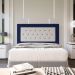 Cabeceira Queen 1,60m Havana Suede Azul com Corino Branco - Pallazio